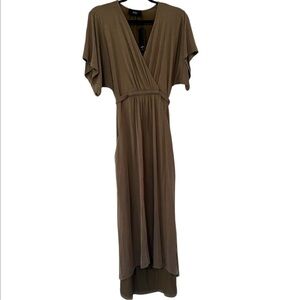 Anthropologie COA Olive Green Modal Maxi Dress Pockets Size Small NWT